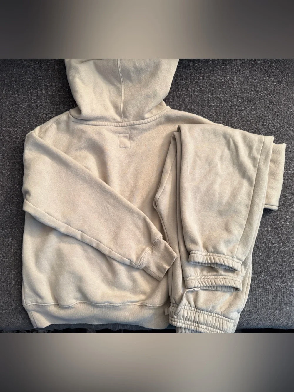 GAP Kids Cream Beige Jogger Sweatpants with Blue Logo